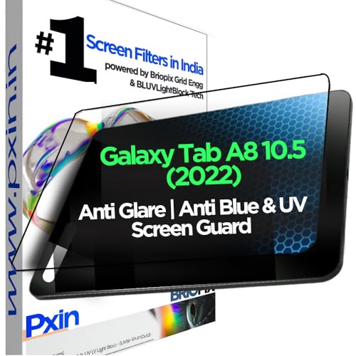 Image of Pxin Tablet Anti Bluelight and Anti Glare Screen Guard compatible with Galaxy Tab A8 10.5 (2022) | BLUV Lightblock Tech | Scratch Proof | Prevents bluelight | Eye Protection | No Dry Eyes