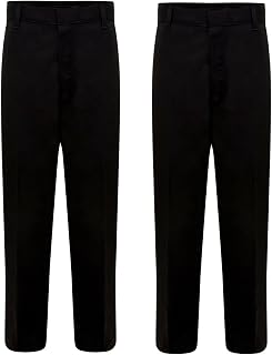 Boys School Uniform Half Elastic Waist Easy Pull Up Trouser Boys Pull Up School Trousers Elasticated Pull On Black Grey Navy Age 3 4 5 6 7 8 9 10 11 12 13 14 15 16