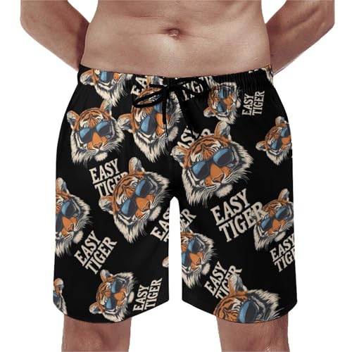 Tiger Men's Swim Trunks Quick Dry Board Shorts Hawaiian Beach Shorts With Pocket