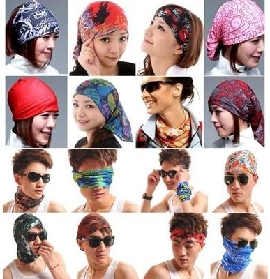ARIRA Mix Design Bandana Headband Sweatband for Fishing, Hiking, Running, Motorcycling, Cycling (Multicolour) - Pack of 12 Pcs