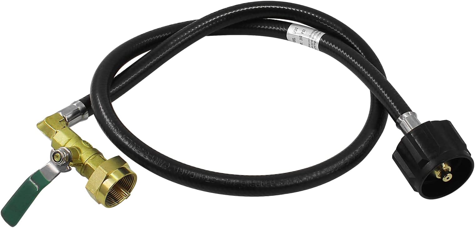 MENSI New Updated QCC1 Type Propane Refill Adapter Hose for Filling 1lb Bottles from 20lb Tank 35.5" Long with ON/OFF Control Valve Easy Refill Tool