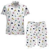 Arssm Mens 2 Pieces Vintage Shirts and Shorts Set 80s 90s Outfit Button Down Beach Suit Quick Dry for Retro Summer Party (White,M)