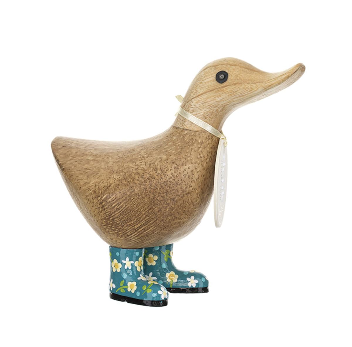 DCUK Floral Welly Boot Wooden Ducky - Teal