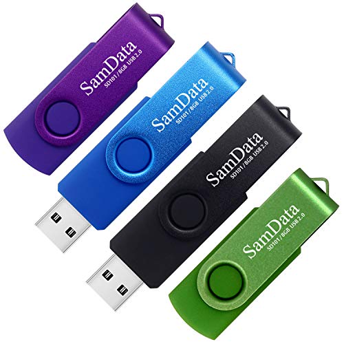 Image of 8GB USB Flash Drives 4 Pack 8GB Thumb Drives Memory Stick Jump Drive with LED Light for Storage and Backup (4 Colors: Black Blue Green Purple)