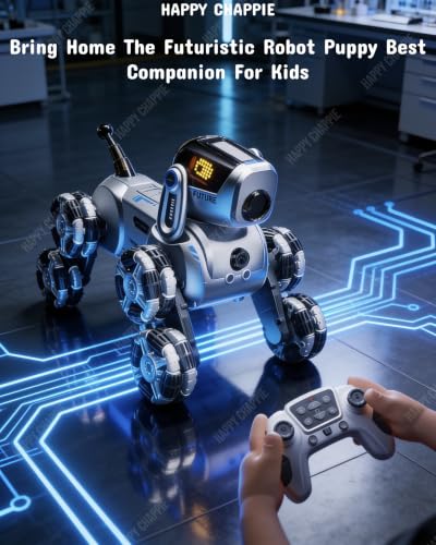 Image of Remote Control Robot Dog Toy with Touch Sensor, 8 /WD, Stunt Action, LED Light & Music, Rechargeable RC Dog Toy for Kids, Boys & Girls, 6+ Years
