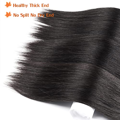 Straight Human Hair Bundles Brazilian Virgin Hair Weave 3 Bundles Silky Straight 12A Grade Unprocessed Human Hair Extensions Natural Black 10 12 14 Inch 100G/Pc #TOP4