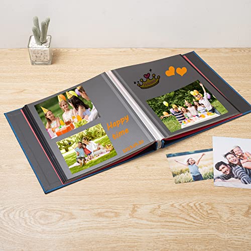 HoneyTolly Fotoalbum, selbstklebend, 7,9 x 12,7 cm, 10,2 x 15,2 cm, 15,2 x 10,6 cm, 40 schwarze selbstklebende Seiten, Leineneinband… – Ansicht 3