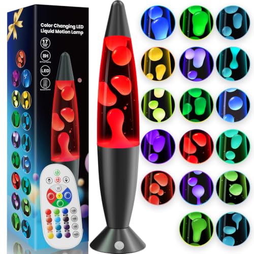 Image of 17 Colors LED Liquid Motion Lamps for Kids Adults Bedroom Decor, 13.5 Inch Multi Color Changing Table Lamp Small Black Red Green Blue Blue Pink Purple Relax Night Light with 8H Timing