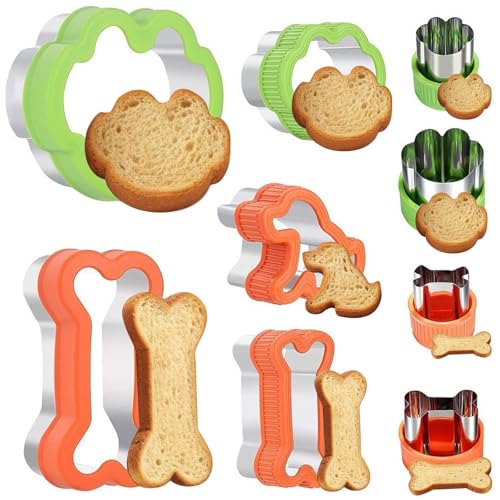 9 Stück Edelstahl Hundepfote Keksausstecher Hundekekse Plätzchenausstecher Backformen, Edelstahl Ausstechformen für Hunde Leckerlis Kekse Plätzchen Brot, Geschenk für Hundegebäck Basteln Backzubehör