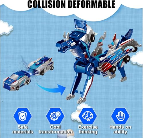 Felly Transformierendes Auto, 2 Stück Kollision Deformation Kombinierter Car, Einhorn Transformers Roboter Spielzeug für Kinder ab 2 3 4 5 6 7 8 9 10 Jahre Jungen Mädchen