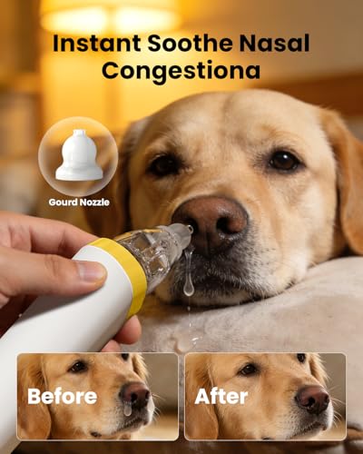 Image of GROWNSY Electric Nasal Aspirator for Pet, Whisper-Quiet Nose & Ear Suction for Dogs, Cats, Puppies & Kittens, Adjustable Suction, Food-Grade Silicone, Relieve Congestion, Clear Milk, Clean Ears