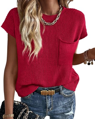 KIRUNDO Summer Fall Short Sleeve Sweater for Women...