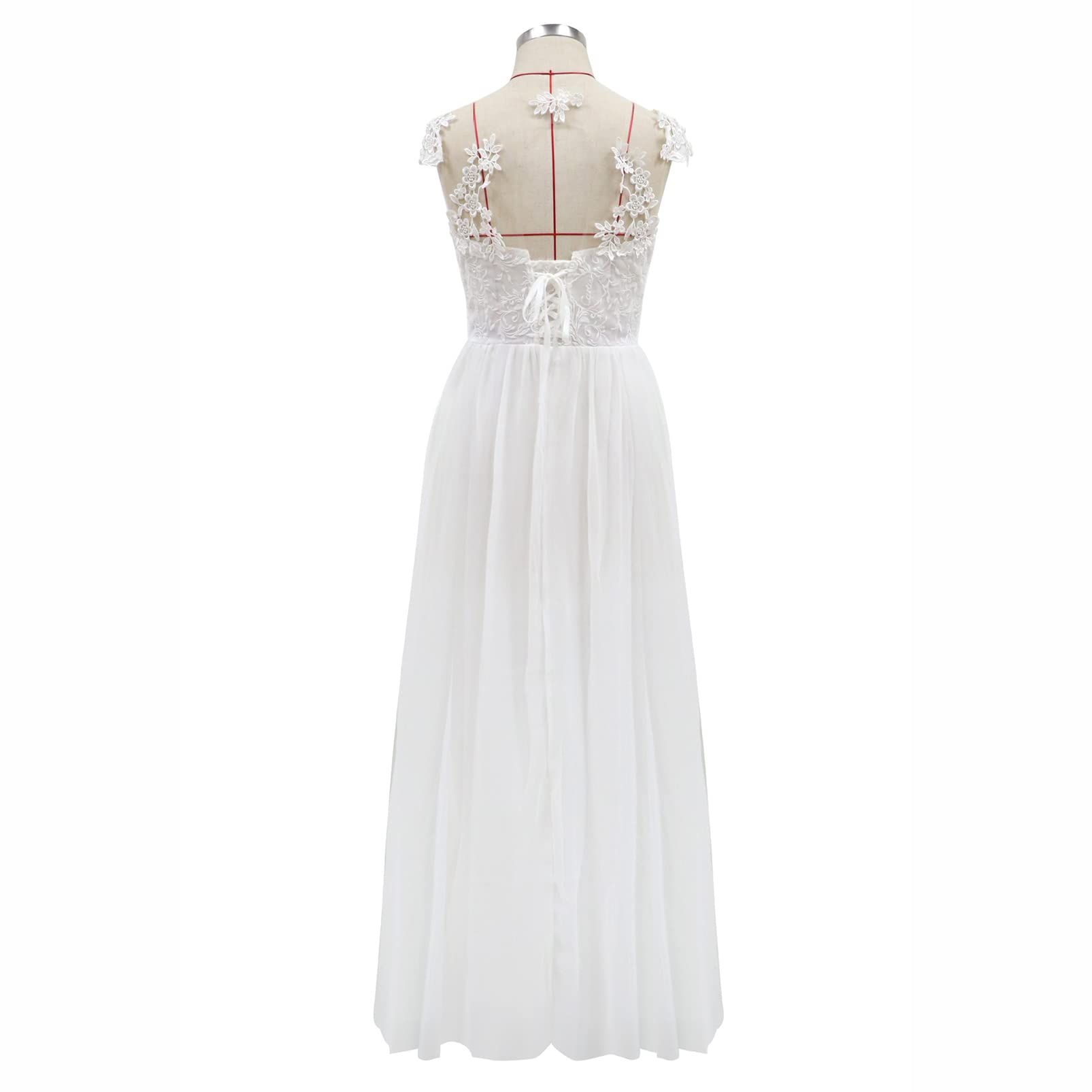 CUTTE Sommer Chiffon Hochzeitsgast Kleid Spitze Boho Brautkleider für Frauen Abend Ballkleider Maxi Schlitz Brautjungfernkleid Kleider mit Schlitz
