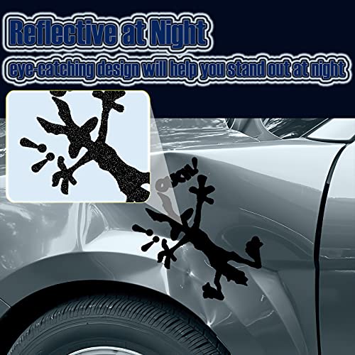 2 Pcs 9.8" 5.9" Reflective Dent Fix Car Decal, Cartoon Coyote Splat Hitting Wall Door Cars Laptop Truck Bumper Window Decal Bandaid Sticker #TOP6