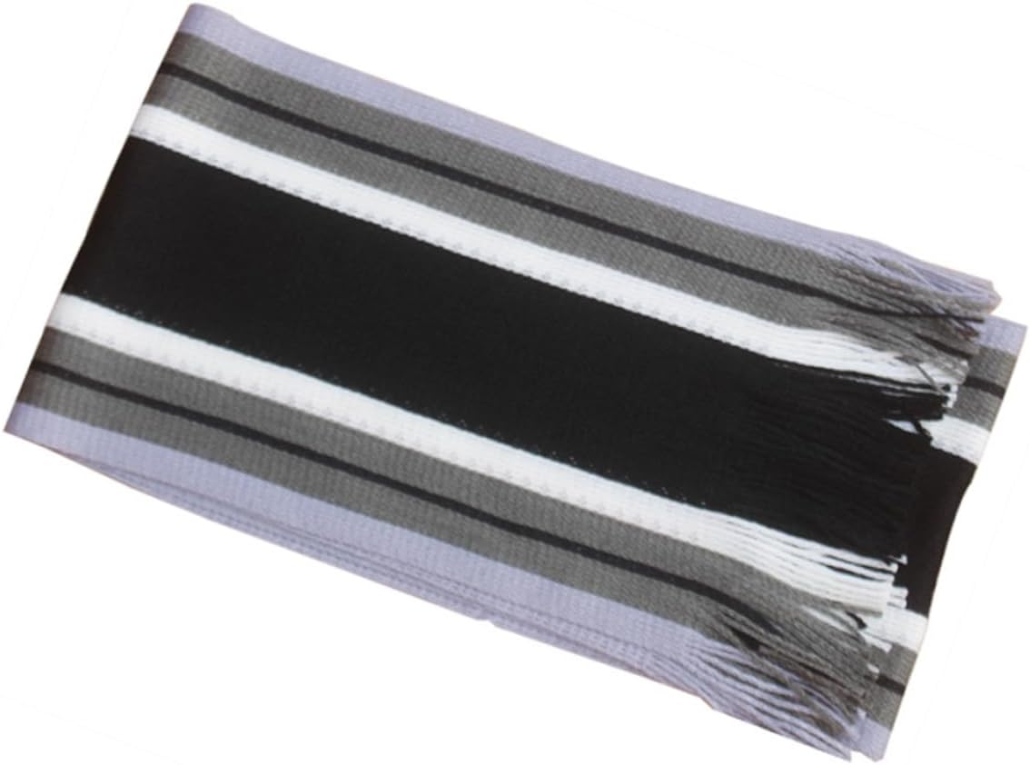 Men Stripe Scarf Black Cotton Long Winter Scarf for Xmas