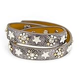 lederarmband mit steinen Verschluss: Runder Druckknopf-Verschluss in Metall-Optik, passend zu den Nieten. Durch den einfach zu bedienenden Knopf-Verschluss ist die Länge des Armbands variierbar..