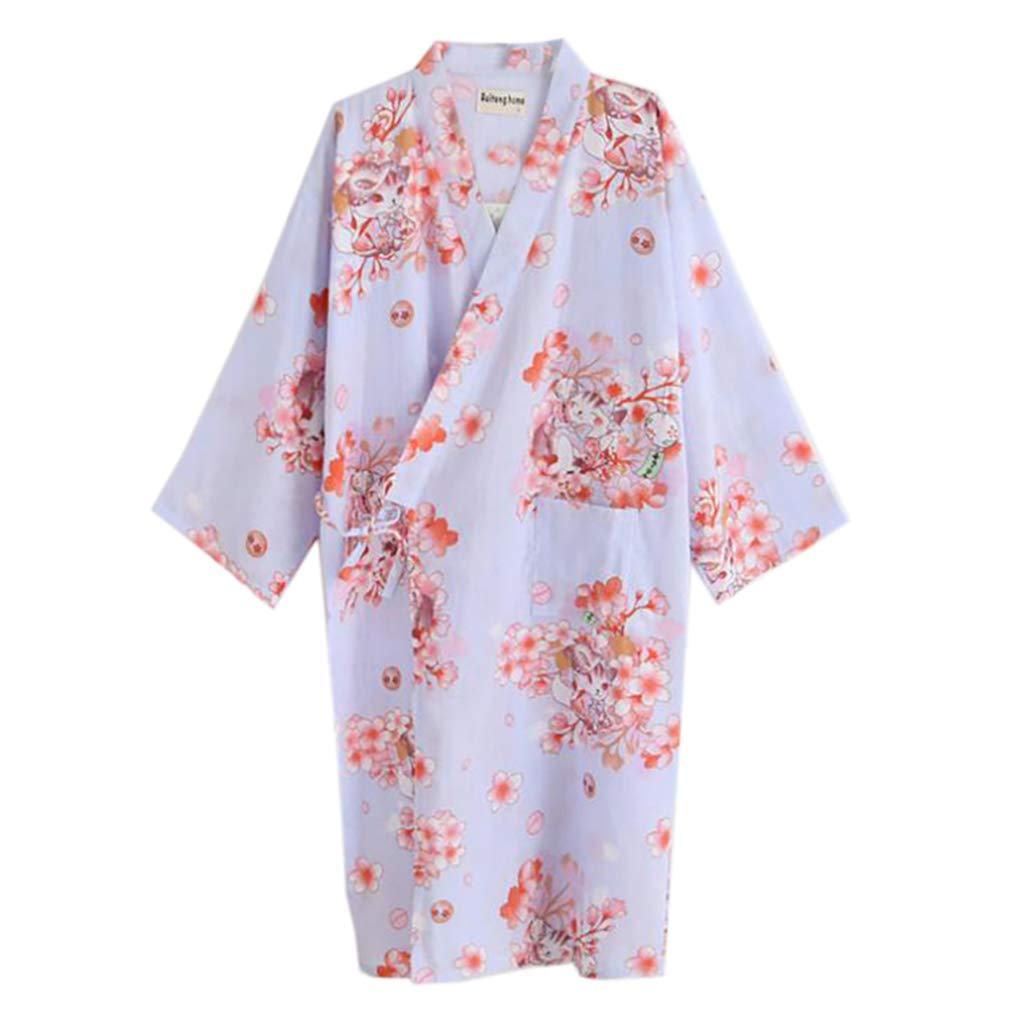 Las Mujeres de Verano de Algodón Kimono Batas Floral Ropa de Dormir Pijamas de Khan al Vapor Albornoz Yukata