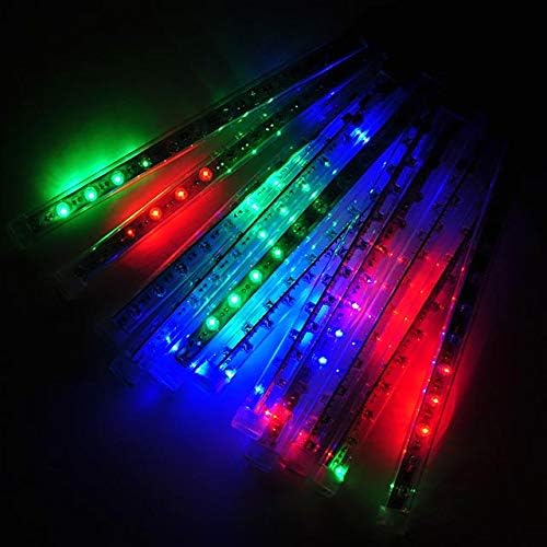 8-in 12-Tube Mini LED Snowfall Meteor Shower Falling Raindrop Cascading Light Set, Multi-Color, X061RGB