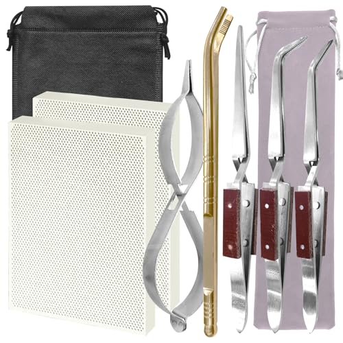 LJZP 9 Pcs Jewelry Soldering Block Kit 2 Honeycomb Ceramic Blocks