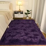 Softlife Rugs for Bedroom 4x5.3 Feet Purple Area Rug for Living Room Super Soft Shaggy Rugs for Dorm Fluffy Fuzzy Carpets Long Plush Bedside Rug Nursery Girls Boys Kids Room Home Christmas Decoration