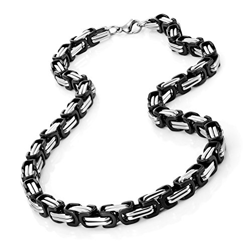 Urban Jewelry Impressive Mechanic Style Stainless Steel Men's Necklace Silver Black Chain for Men (18,21,23 Inches)