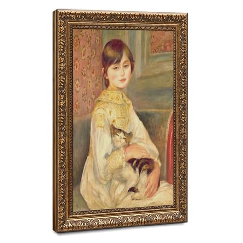 Toile de Renoir Julie au chat deco murale suspendue 40x61cm