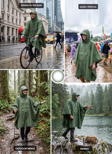 TOMSHOO ponczo przeciwdeszczowy męski płaszcz przeciwdeszczowy ponczo trekkingowy 3 w 1 wielofunkcyjny