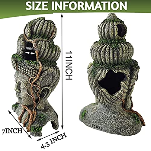 Image of Mistletoe Natural Hiding Head Buddha Statue for Aquarium Decoration Ornaments /Toy for Fish Tank ONLY for Above 2ft Tank Decor