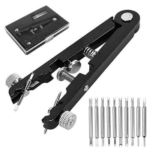 Watch Spring Bar Plier Tool Kit with 10 Tips Pins, 6825 Spring Bar Tweezer Tool for Watch Wrist Bands Strap Removal Repair Fix Set with Case for Convenient Storage