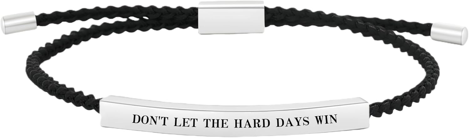 Dont Let The Hard Days Win Motivational Tube Bracelet, Handmade Adjustable Braided Stainless Steel Bracelet with Inspirational Gift Card Meaningful Jewelry Gift for Women Men - Image 5