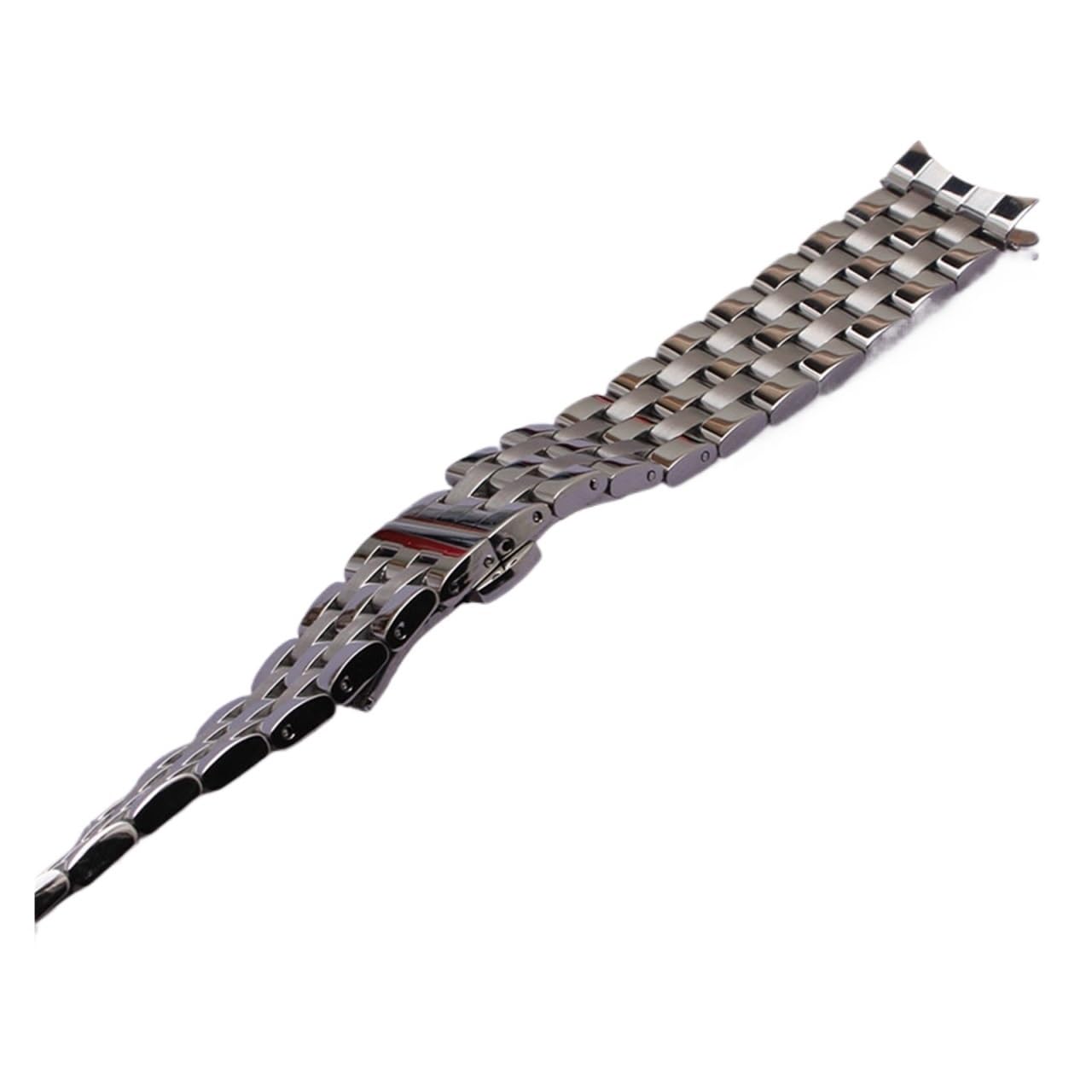 MENGKEG Correa De Reloj De Acero Inoxidable Con Extremo Curvado, Pulsera Plateada De 16mm, 18mm, 19mm, 20mm, 22mm Y 24mm, Correa De Eslabones Sólidos For Reloj For Hombre