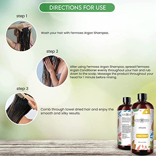 Fermosa Conditioner - Renewing Conditioner, Detox Clarifying & Cleansing Conditioner, Moisturizing & Nourishing, Anti Dandruff, Controls Frizz, Sulfate Free, 16.9 Ounce (Argan) #TOP4