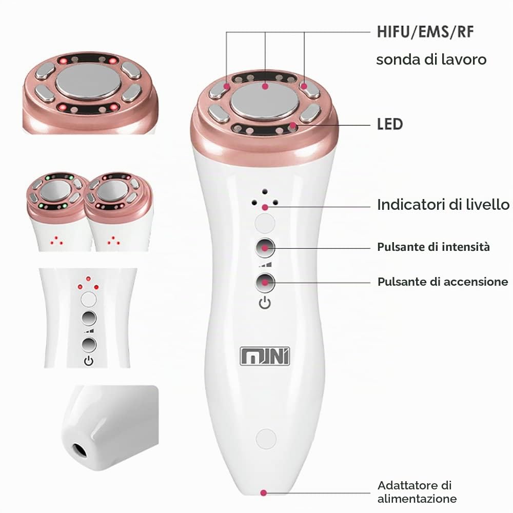 Dispositivo di Bellezza 3 IN 1 RF EMS MINI HIFU Portatile Ringiovanimento della Pelle con Lifting Facciale Macchina di Bellezza per la Cura Della Pelle del Viso