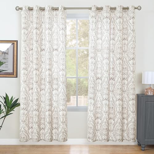 LAMIT Vintage Linen Curtains 78 inch Long for Farmhouse, 2 Panels, Taupe