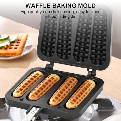 Image of Supvox Double-Sided Stovetop Grill for Mini Waffles, Sausage & Batter-Coated Snacks, Nonstick Rectangular Grid, Flip Pan for Camping, Breakfast, and Party Treats