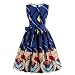 Wellwits Women's Waist Tie Stripes Ethnic African Print Vintage Swing Dress