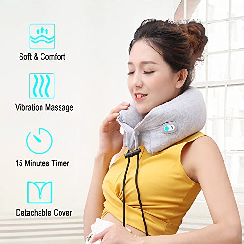 Neck Roll Pillow With 3 Vibrating Modes For Neck, Back And Leg Relax And Support, Adjustable Travel Pillow Used In Car, Home And Office, Usb Rechargeable Massage Device #TOP1