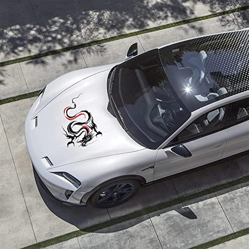 Fochutech 1Pc Car Auto Body Sticker Engine Hood Cool Dragon Self-Adhesive Side Truck Vinyl Graphics Decals Motorcycle (Black Red) #TOP2