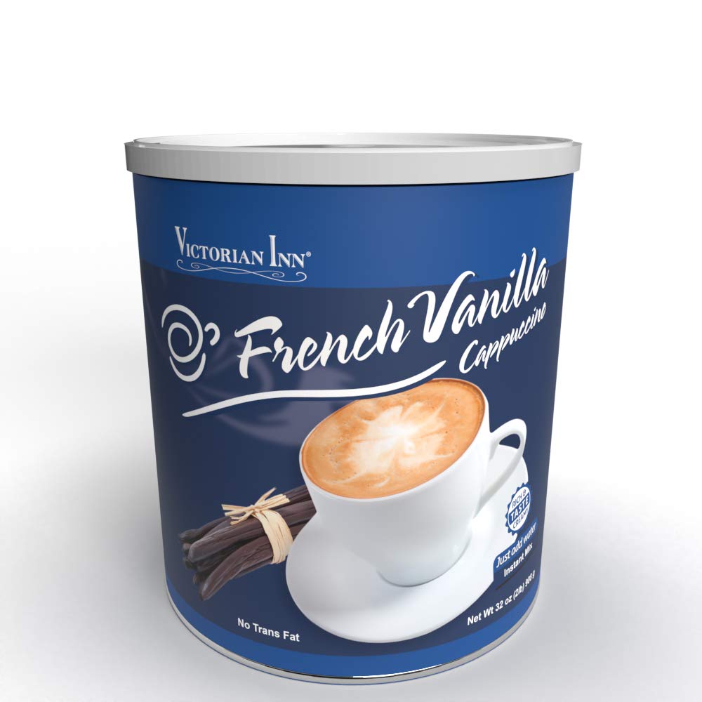 Victorian Inn Instant Cappuccino - French Vanilla Flavor - Creamy & Delightful Coffee Mix - Great Hot, Cold, or Blended - Great with Coffee Creamer - (4) 2 lb Canister