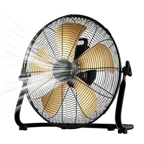 Wentylator Podłogowy Z Pięcioma Łopatkami, Regulacja Prędkości, Zasięg Strumienia Powietrza 10 Metrów(Black,12)