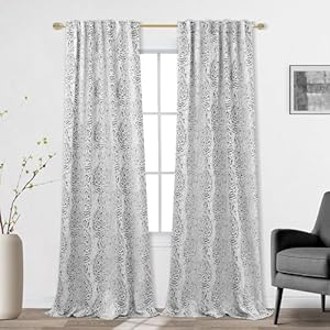 Grey Patterned Decorative Curtains for Living Room 84 Inches Long,Only 50% Black Out Room Darkening Blackout Window Curtain Panels for Bedroom,Set of 2,52×84 Inch Length,Gray