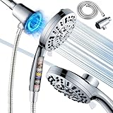 Aquadalus High Pressure Magnetic Shower Head with Handheld - Filtered Shower Heads with Hand Held Spray - 10 Modes Shower Head with 6 ft. Hose - Anti-Clog Nozzles,Bracket Brass Ball Joint, Silver