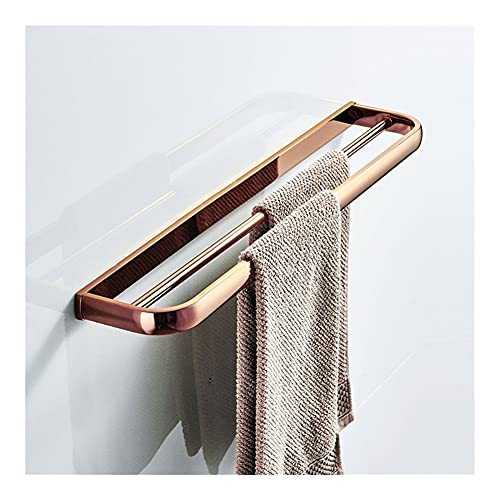 Salle de bain murale en bronze avec double barre de serviette rose