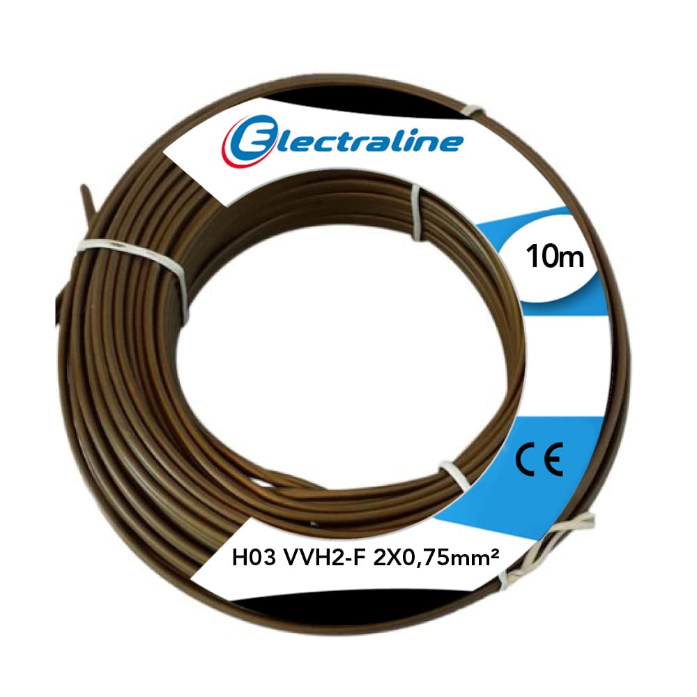 Câble H03 Vvh2-F 2X0,75 Electraline de 10m pour raccordement de luminaires
