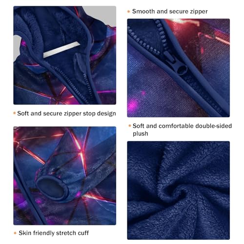 Abstract Geometric Pattern Toddler Fleece Jacket Girl Boys Hooded Fleece Jacket Coat Warm Outwear Zip-up 3-10T3