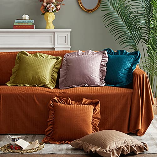 Coussin canapé daim velours 60x60 cm rétro avec volant pour décoration salon - 3
