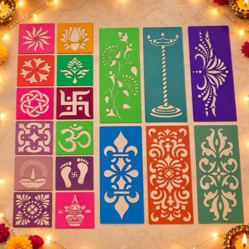 Ascension 12 Different Design Draw Rangoli Making Kit Rangoli Sta...