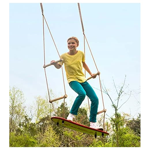 HearthSong Weather-Resistant Air Rider Surf Swing, 33½"L x 12" W, Adjustable Rope Length 9'-14'L, Holds up to 200 lbs.