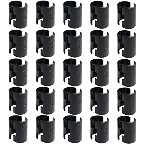Image of WAFJAMF 50 Pcs 25 Pairs Wire Shelving Shelf Lock Clips for 1 inch Post Black | Durable plastic rack sleeves replacements fits 1 inch metal poles with layer height adjustment stability