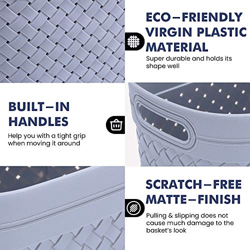 Image of Kolorr Plastic Multipurpose Stitch Home /Kitchen Storage Organizing Basket (Extra Large, Multicolour) - Pack of 3